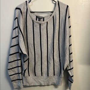 Express Gray and Black Striped Women's Sweater